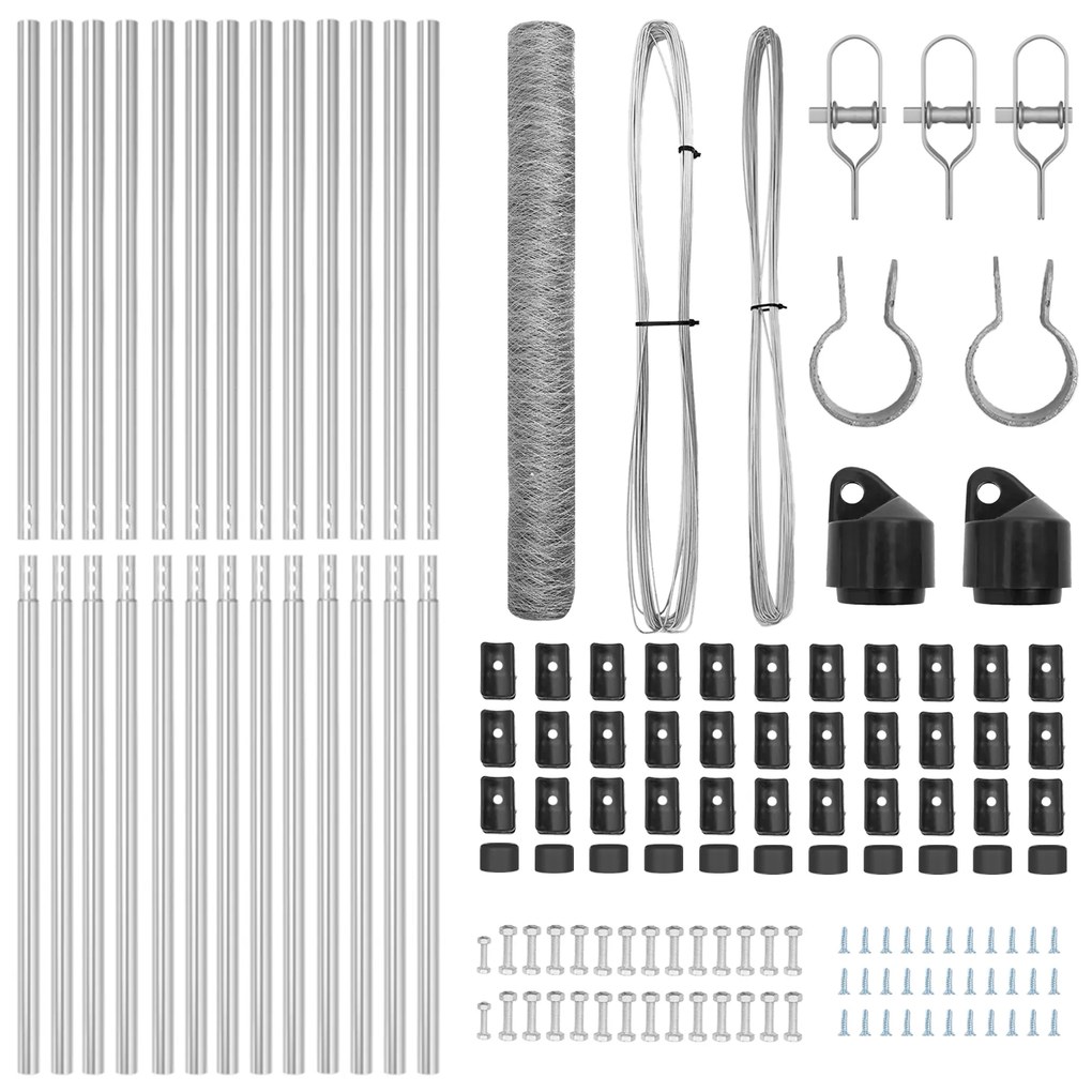 Conjunto de Cercas Conjunto de 2 Aço Galvanizado 25 x 1 m Durável