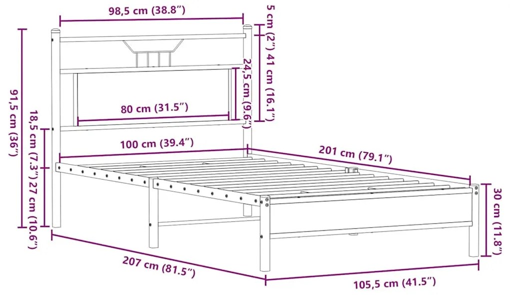 Estrutura cama s/ colchão derivados de madeira carvalho sonoma