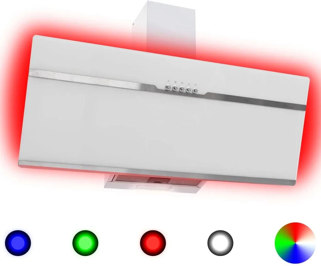 Exaustor RGB LED 90 cm aço inoxidável e vidro temperado