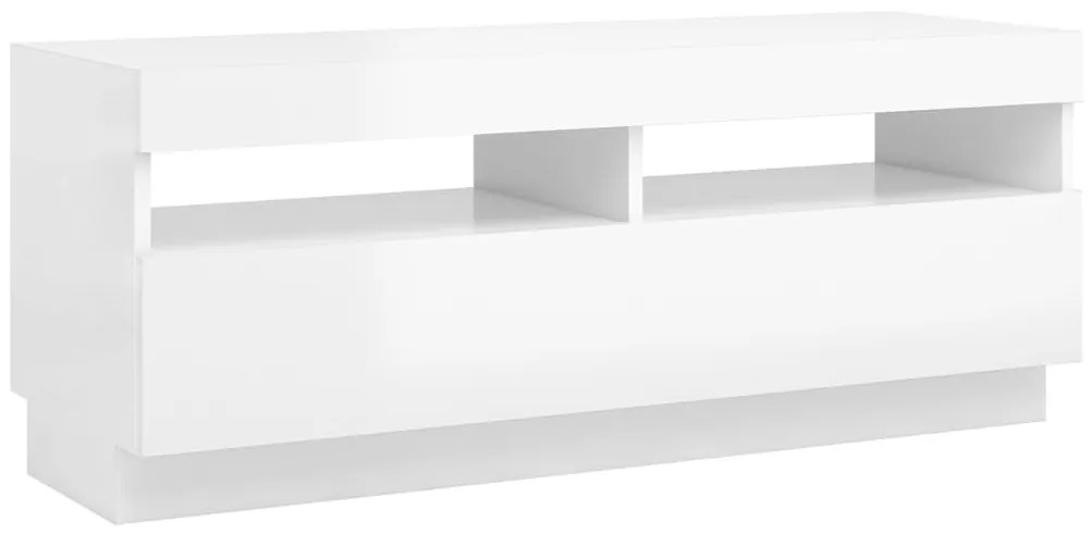 Móvel de TV com luzes LED 100x35x40 cm branco brilhante