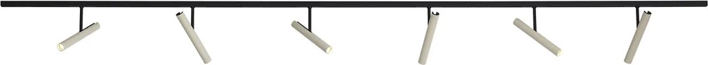 Sistema de iluminação de trilho moderno preto com 6 focos bege monofásicos - Slimline Avery