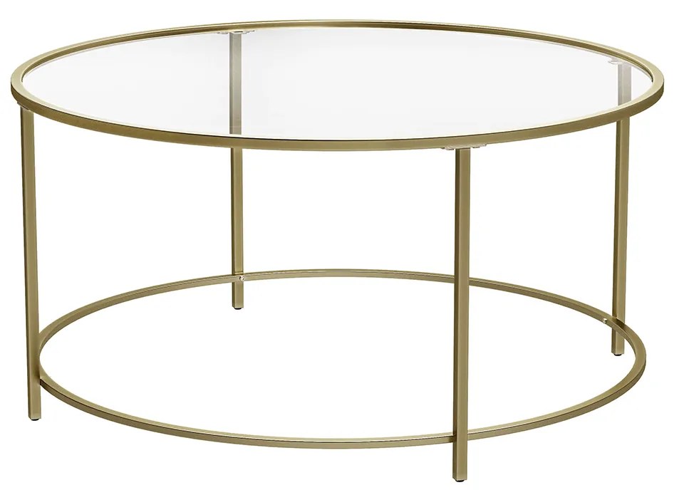 Mesa de centro redonda com superfície de vidro 84 x 84 x 45,5 cm dourada