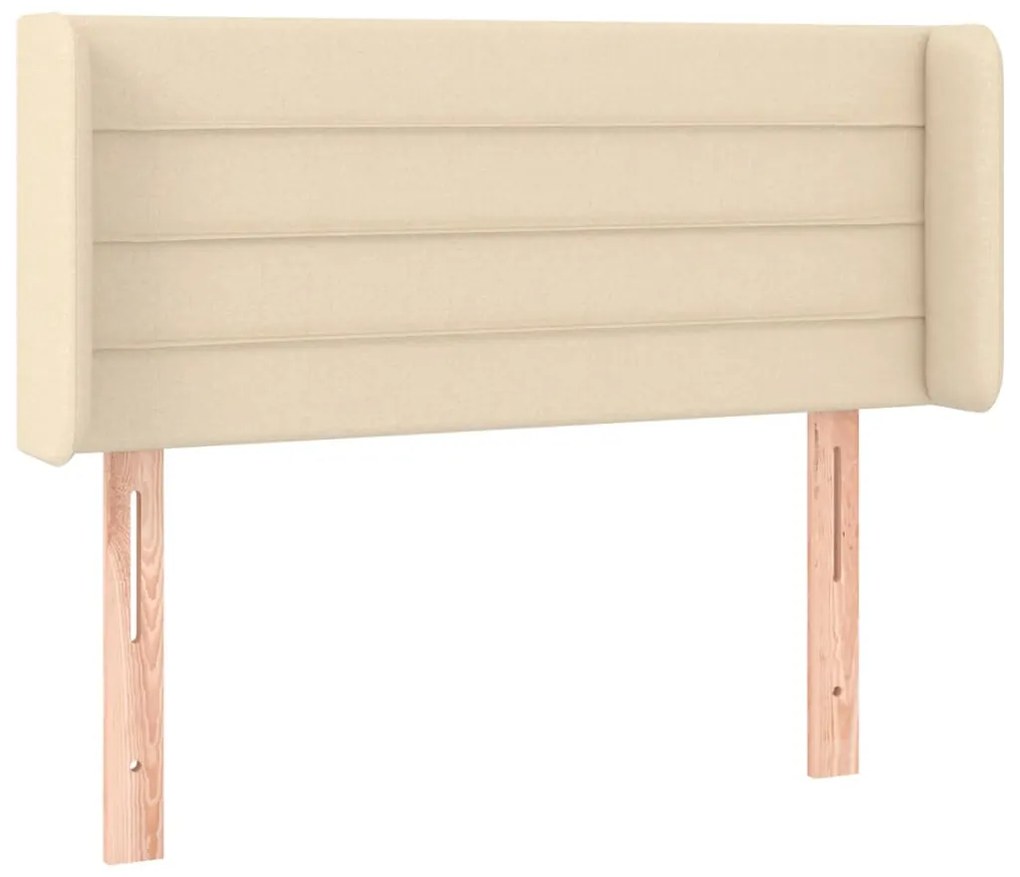 Cabeceira de cama c/ luzes LED tecido 103x16x78/88 cm cor creme
