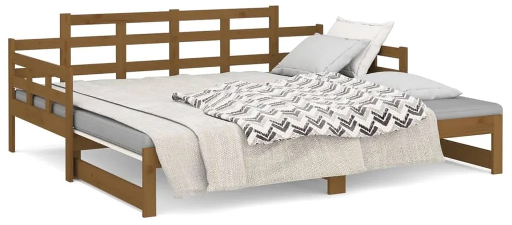 Estrutura sofá-cama de puxar pinho maciço castanho 2x(90x190)cm