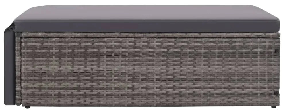 2 pcs conjunto lounge de jardim c/ almofadões vime PE cinzento