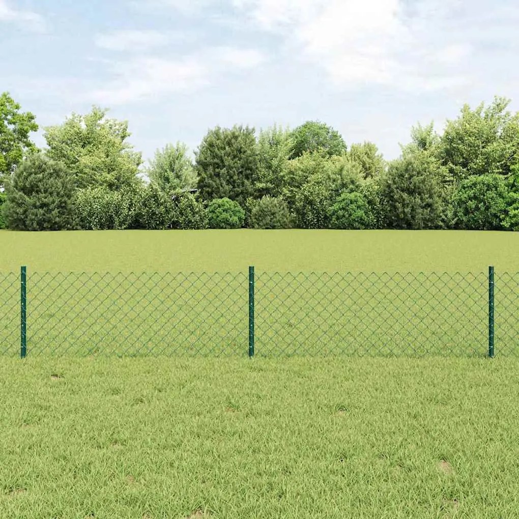 Cerca de Cadeia com 10 Postes U Verde 0.4x10 m Aço