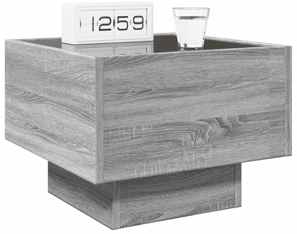 Mesa de cabeceira c/ LED Infinity 40x40x30 cm cinzento sonoma