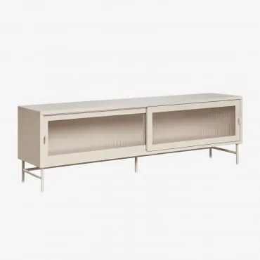 Móvel Tv 180x40 Cm Em Aço E Vidro Paoline Beige Creme - Sklum