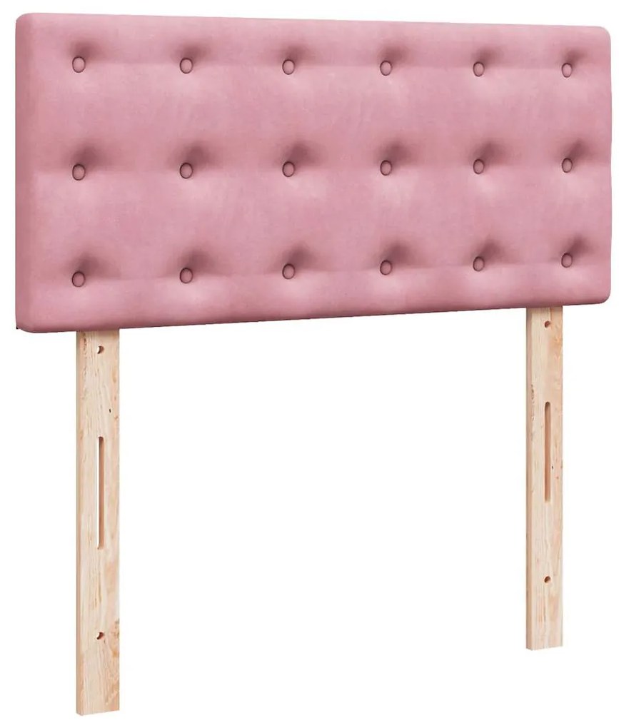 Estrutura de cama otomana com colchão rosa 90x200cm veludo