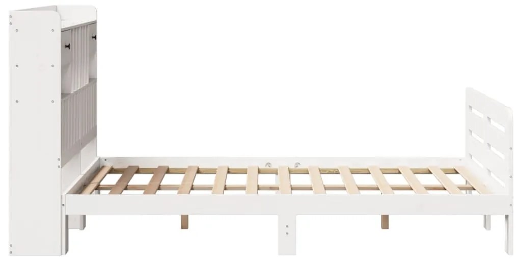 Cama com estante sem colchão 135x190 cm pinho maciço branco