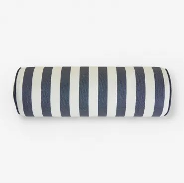 Cilindro Almofada 15x50 Cm Em Tecido Somália Branco Gardenia - Azul Marinho - Sklum