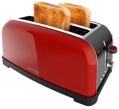Torradeira vertical Toastin' time 1500 Red Lite Steel com ranhura dupla longa e 1500 W de potência
