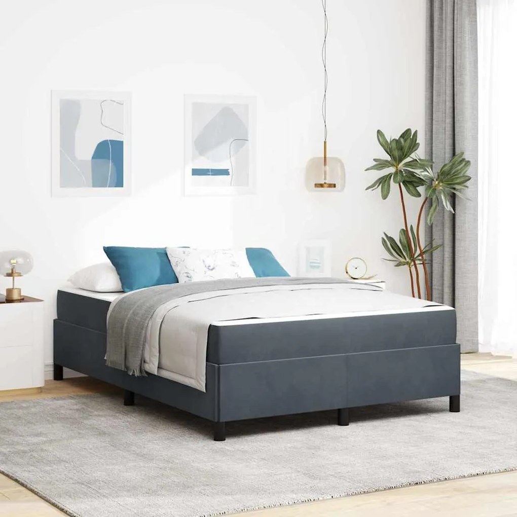 vidaXL Estrutura da Cama Branco e Cinza Claro 140 x 190 cm Veludo