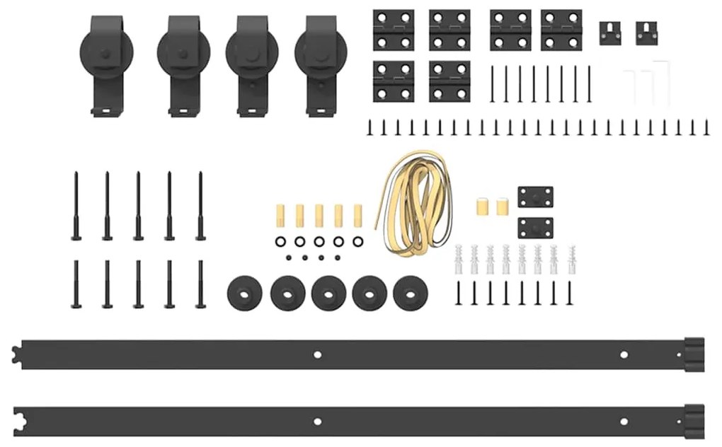 Kit de ferragens para porta deslizante 183 cm aço preto