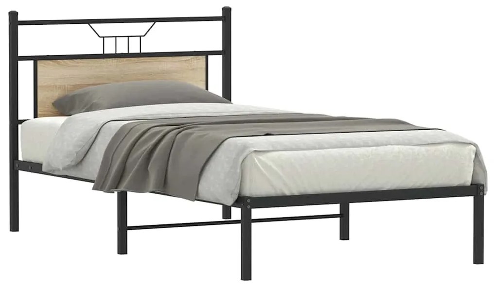 Estrutura de cama sem colchão 107x203 cm carvalho sonoma