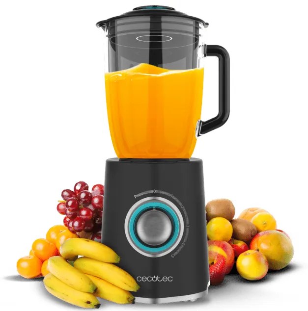 Liquidificador de copo com acabamentos em aço inoxidável de 2000 W Power Black Titanium 2000MAX Mix Go, lâmina com revestimento de titânio preto e 1,5