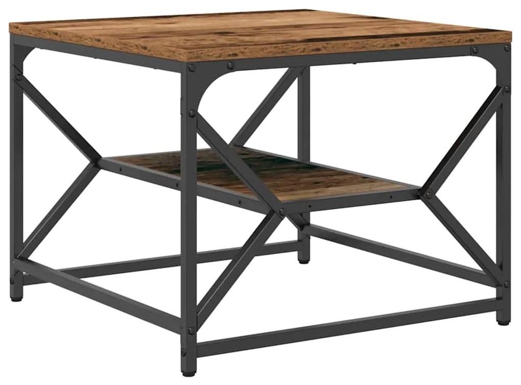 Mesa de centro vidaXL com prateleira em madeira envelhecida 51x50x40 c