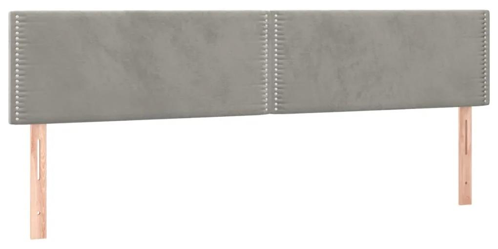 Cama com molas/colchão 180x200 cm veludo cinzento-claro