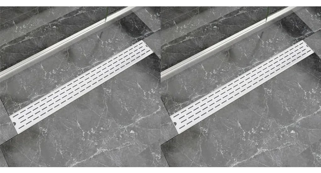 VidaXL Dreno de chuveiro linear 2 pcs linhas 930x140 mm aço inoxidável