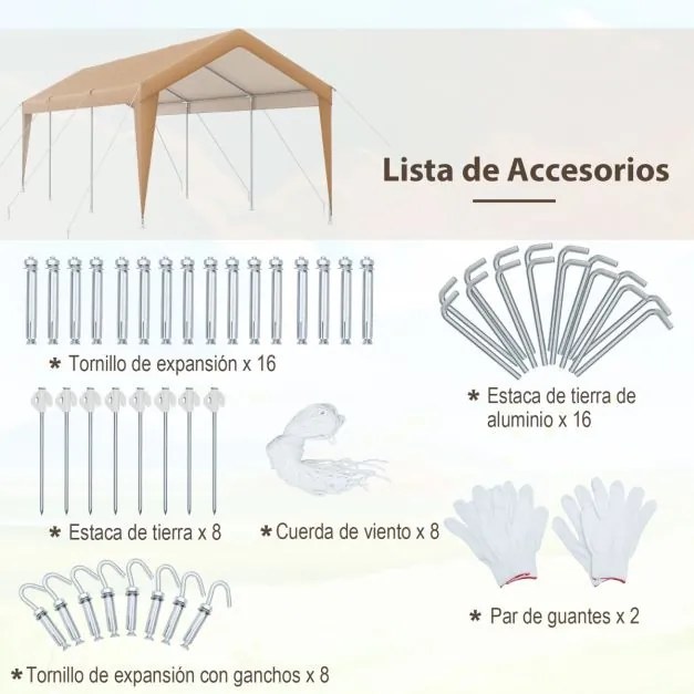 Tenda de jardim portátil para garagem carros, festas, jardim, eventos com estrutura metálica para exteriores 301 x 600 x 285 cm Amarelo