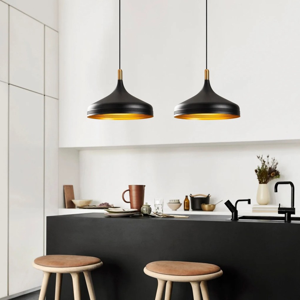 Candeeiro de Teto Saglam – Preto e Dourado – 68 x 36 cm