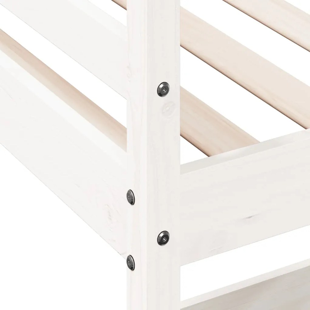 Cama alta com secretária 90x190 cm pinho maciço branco