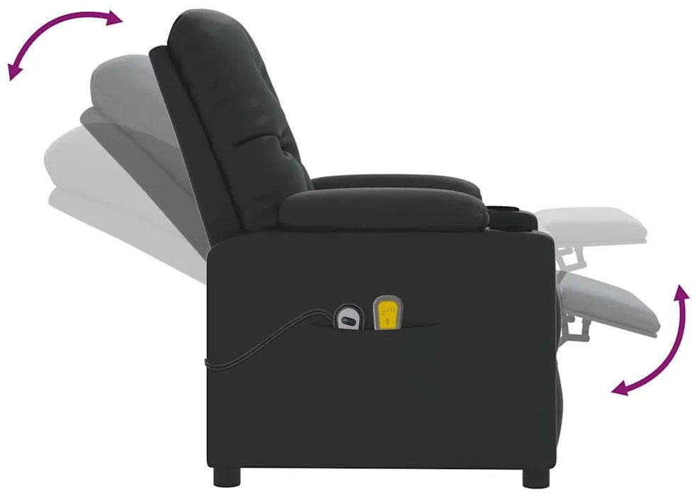 Poltrona massagens elevatória couro artificial preto