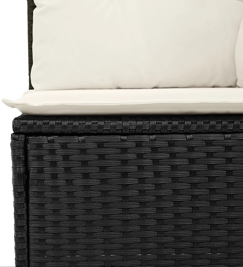 Conjunto de Sofá de Jardim de 13 Peças com Almofadas Preto Rattan Poli