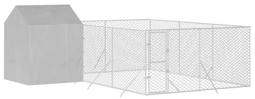 Canil de exterior com teto 6x6x2,5 m aço galvanizado prateado
