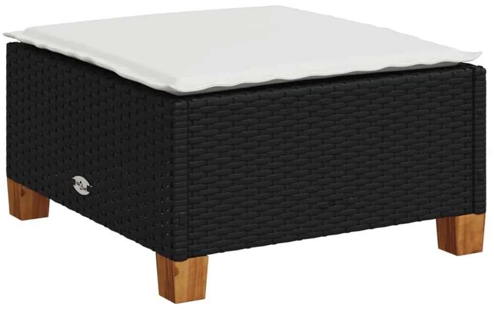 9 pcs conjunto de sofás p/ jardim c/ almofadões vime PE preto