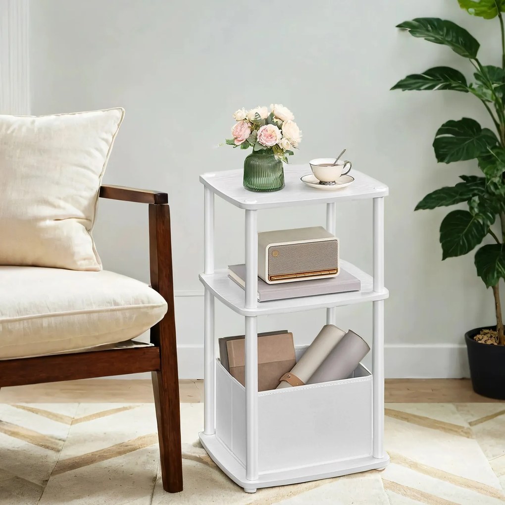 Mesa auxiliar com 3 prateleiras 30 x 34 x 58 cm branco
