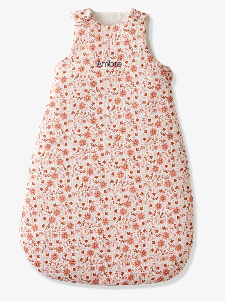 Agora -15%: Saco de bebé personalizável, sem mangas, em gaze de algodão, Happy Bohème estampado rosa