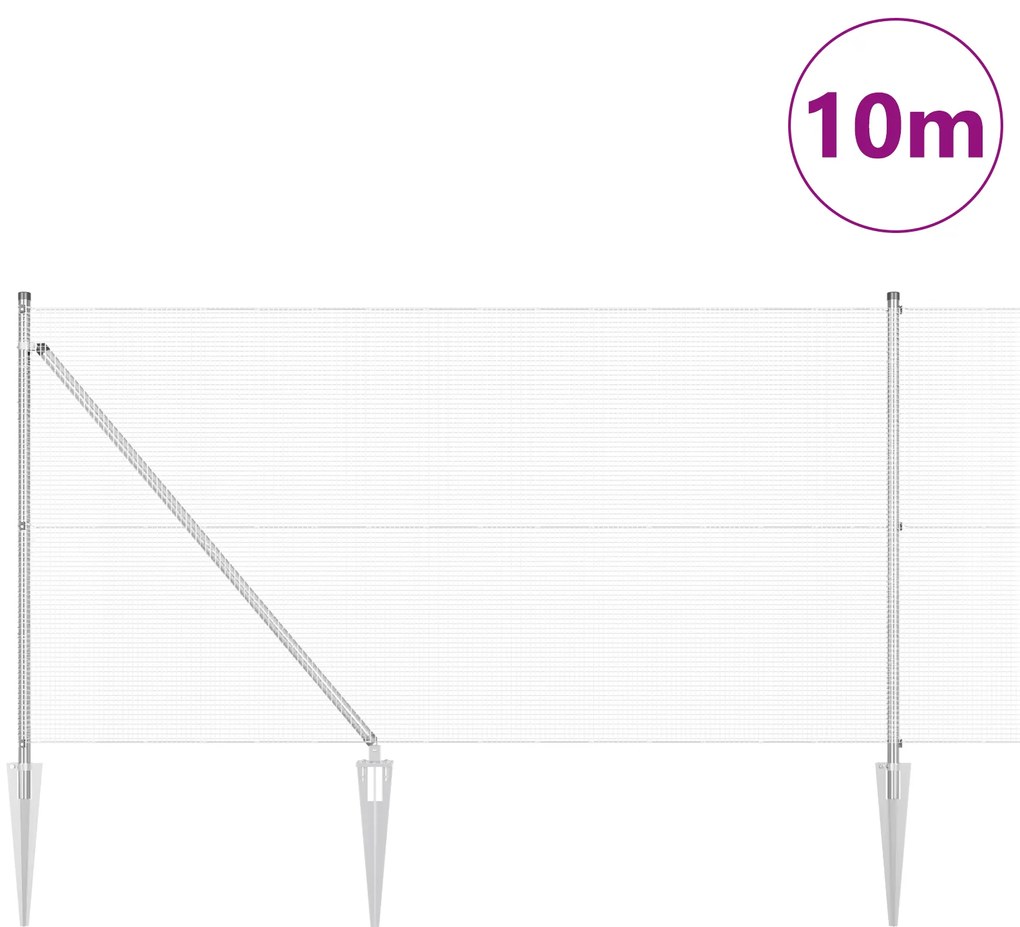 Conjunto de Poste de Cerca Conjunto de 2 Aço galvanizado 10 x 1 m