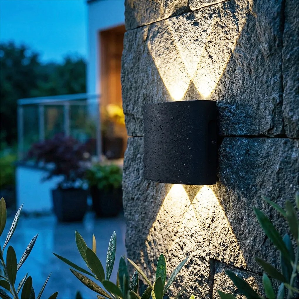 Candeeiro de parede exterior preto com LED 4 luzes IP54 - Silly