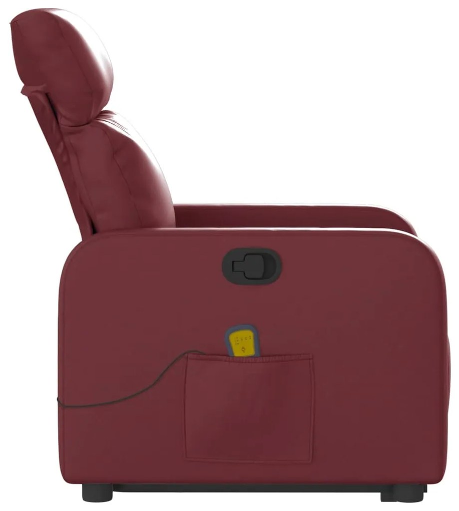 Poltrona massagens reclinável couro artificial vermelho tinto