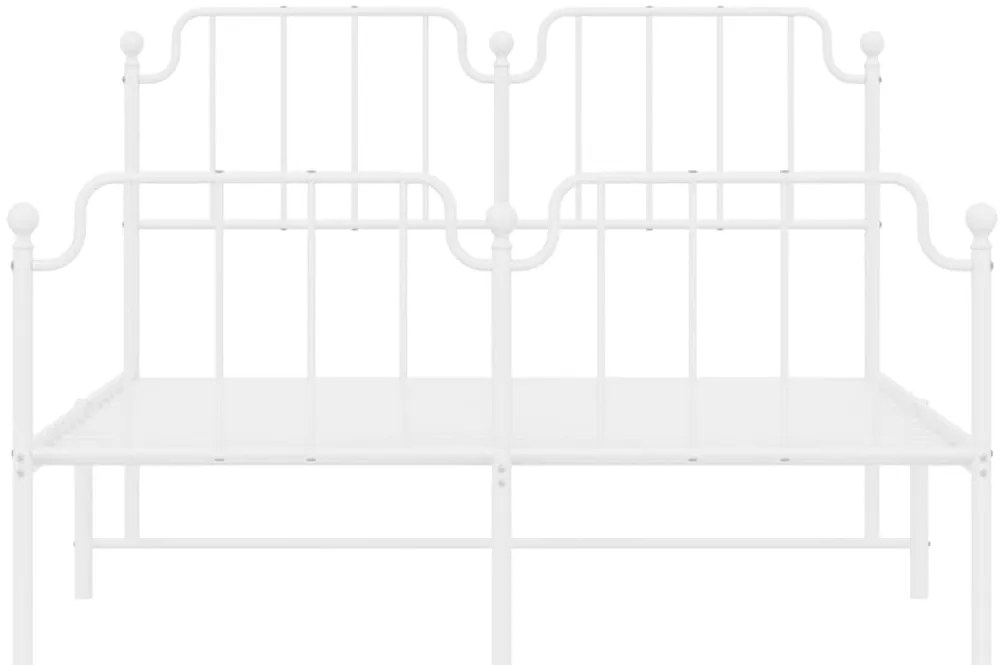 Estrutura de cama com cabeceira e pés 135x190 cm metal branco