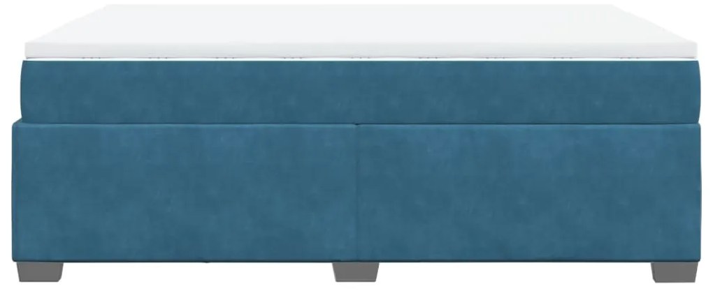 Cama com molas/colchão 160x200 cm veludo azul-escuro