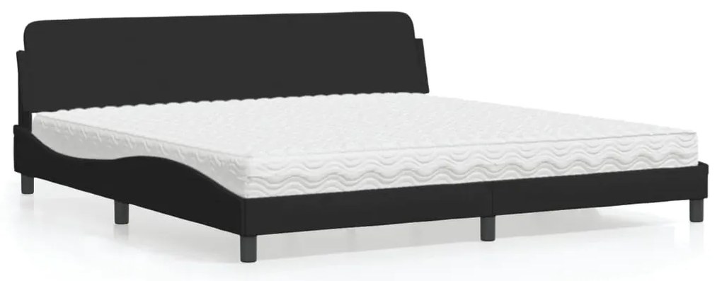 vidaXL Cama com colchão 200x200 cm tecido preto