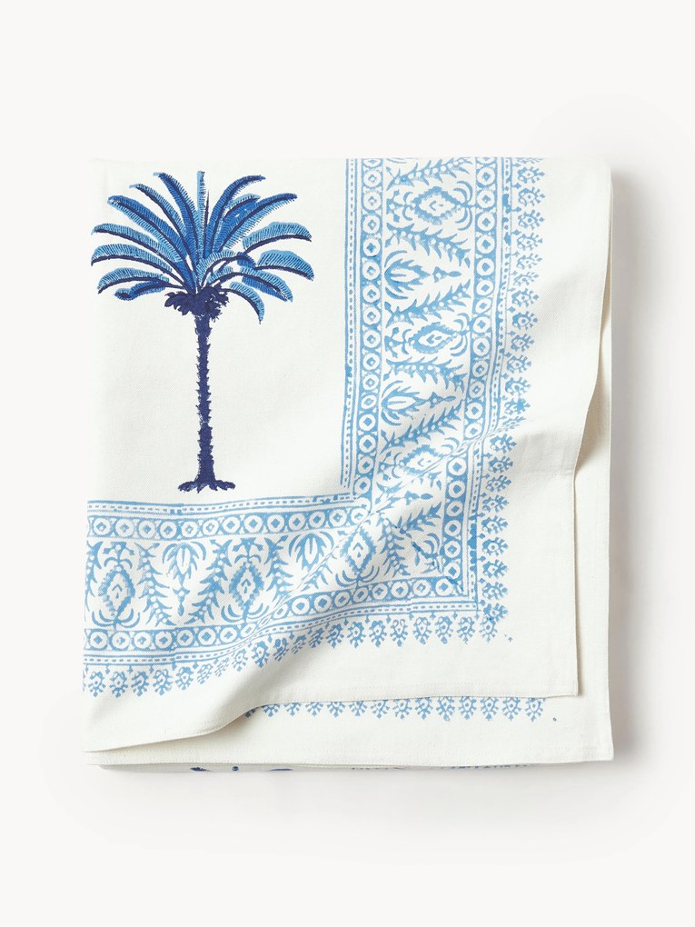 Toalha de mesa em algodão artesanal impressa à mão The Palms