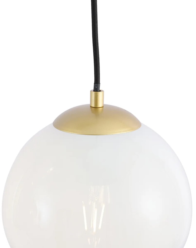 Candeeiro suspenso Hotel Chic latão com vidro branco redondo 7 luzes - Misty Chique de hotel