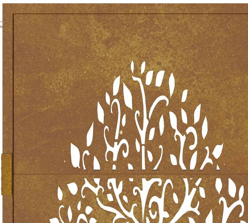Portão de jardim 105x205 cm aço corten design árvore