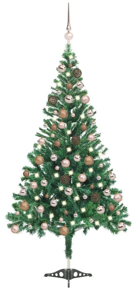 3077575 vidaXL Árvore de Natal artificial c/ LEDs & bolas 180 cm 564 ramos