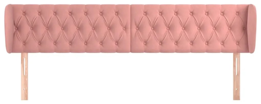 Cabeceira de cama c/ abas veludo 183x23x78/88 cm rosa