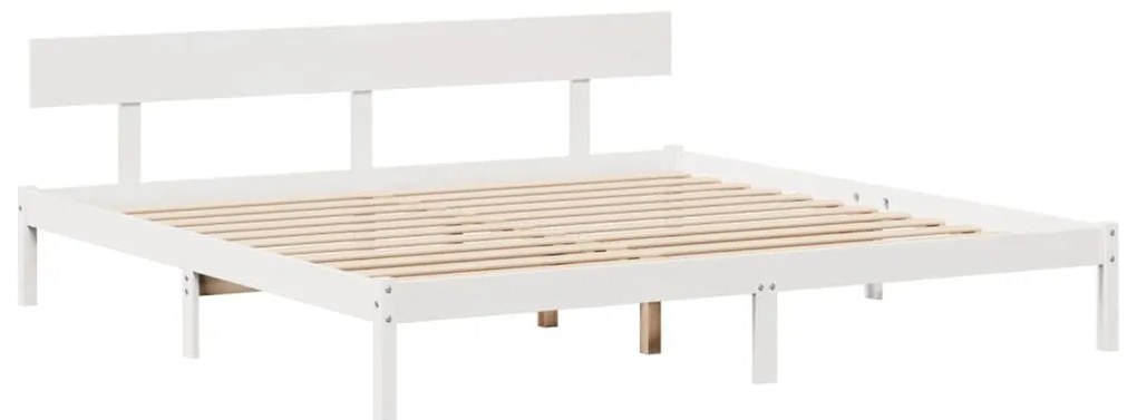 Cama com estante sem colchão 180x200 cm pinho maciço branco