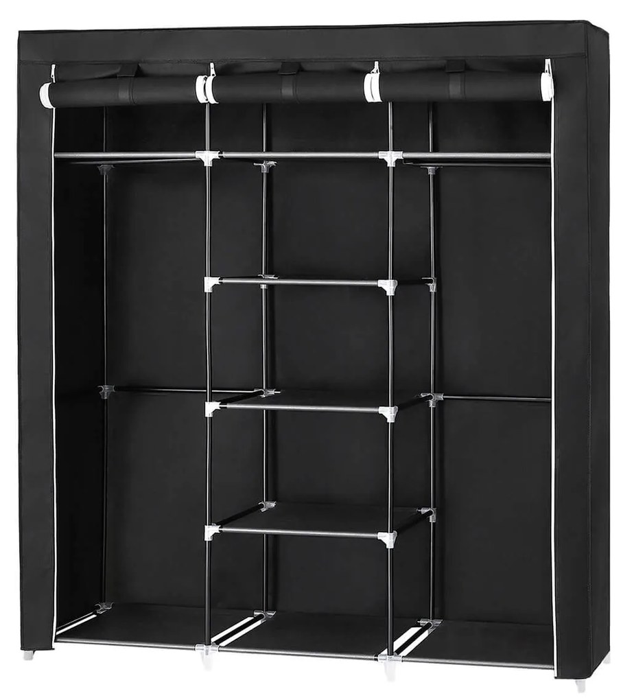 Guarda Roupa grande em tecido 150 x 175 x 45 cm Preto
