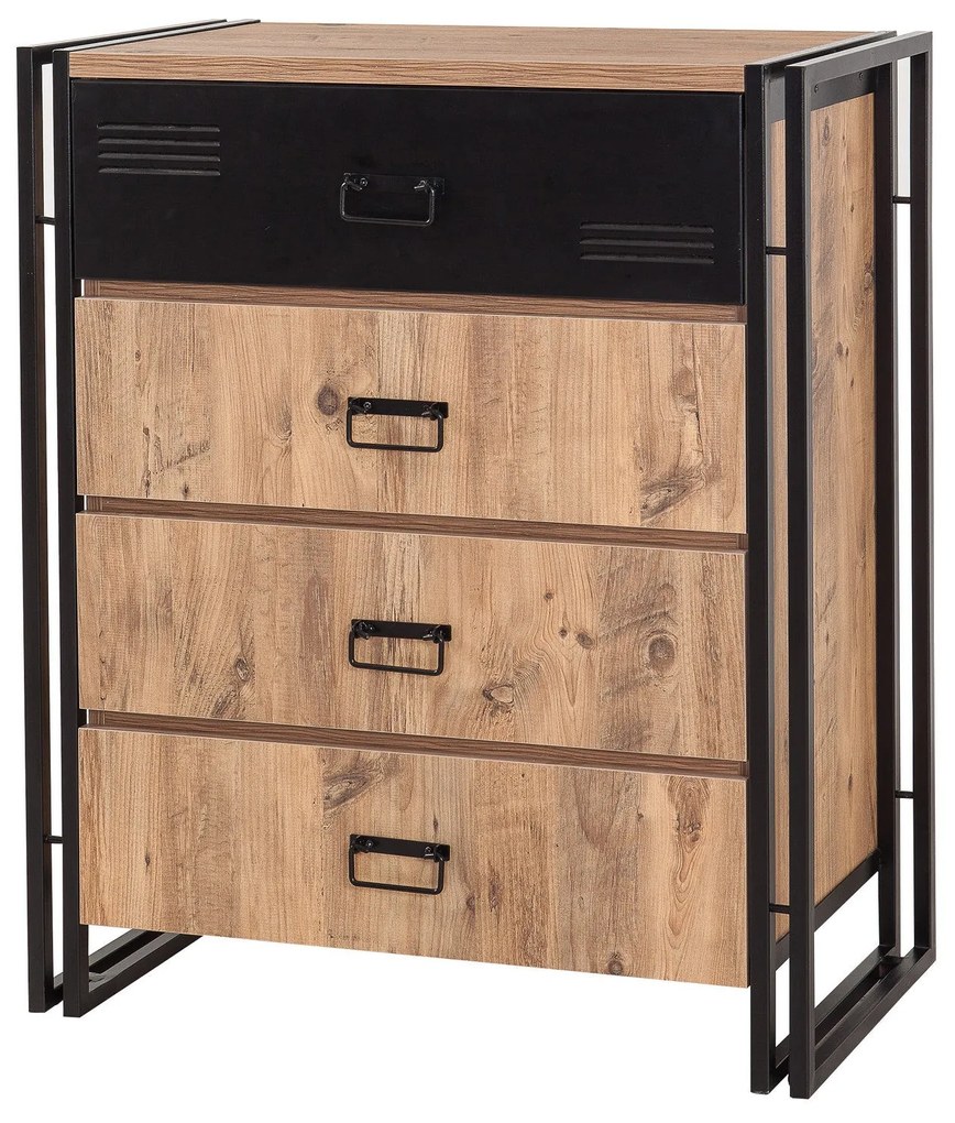 Cómoda Cosmo – Pinheiro Atlântico Preto – 90x100x40 cm