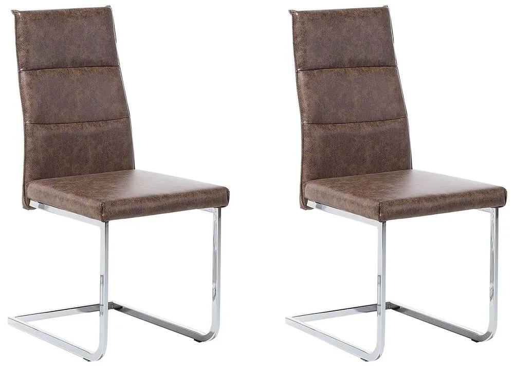 Conjunto de 2 cadeiras em pele sintética castanha clara ROCKFORD Beliani