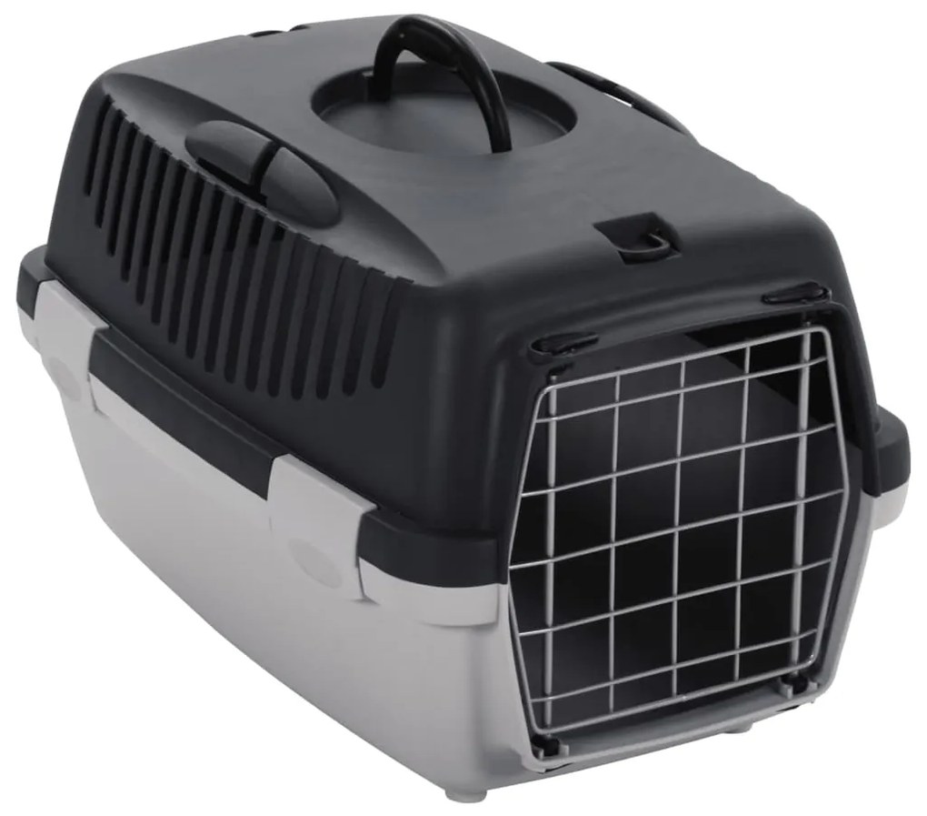 vidaXL Transportadora animais de estimação 48x32x31cm PP cinza/preto