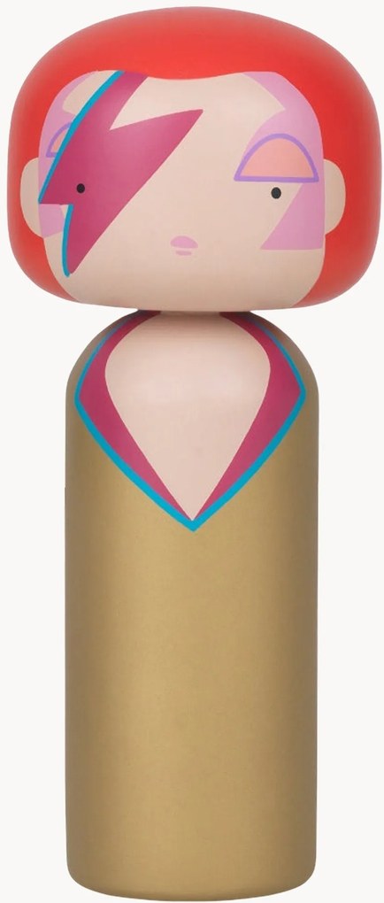 Boneca decorativa artesanal em madeira kokeshi Aladdin Sane