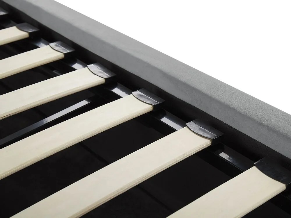 Cama de casal com arrumação em veludo cinzento 160 x 200 cm LORIENT Beliani